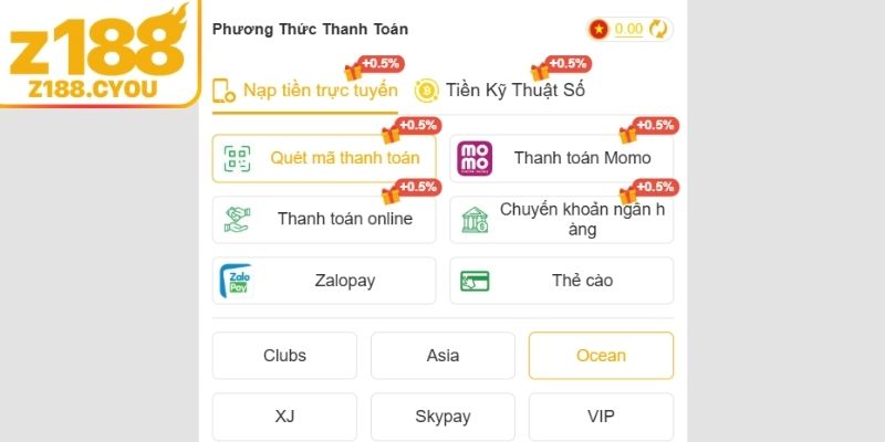 Quy trình từng bước nạp tiền Z188 dễ dàng cho bạn mới